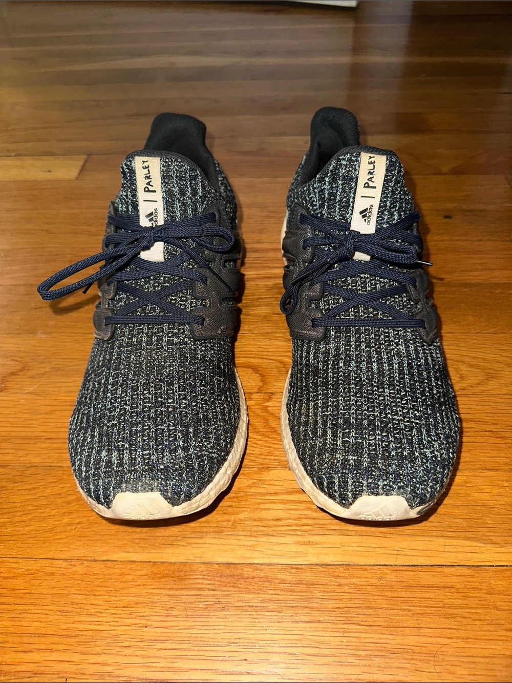 adidas Parley for Oceans Ultra Boost Knit Running Shoes in Dark Blue and White